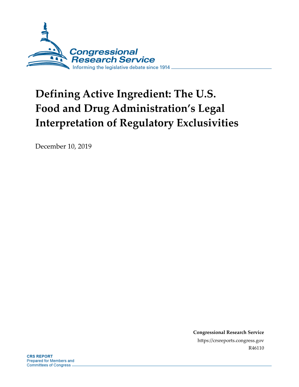 Defining Active Ingredient: the U.S