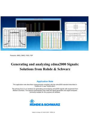 Generating and Analyzing Cdma2000 Signals: Solutions from Rohde & Schwarz