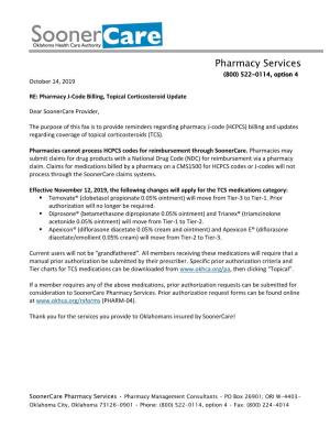 Pharmacy J-Code Billing/Topical Corticosteroid