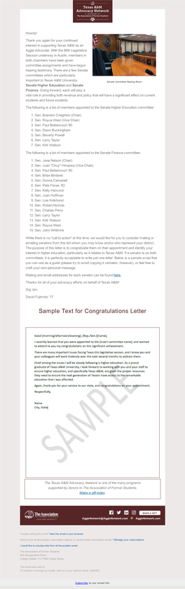 Sample Text for Congratulations Letter