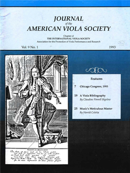 Journal of the American Viola Society Volume 9 No. 1, 1993