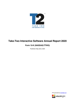 Take-Two Interactive Software Annual Report 2020