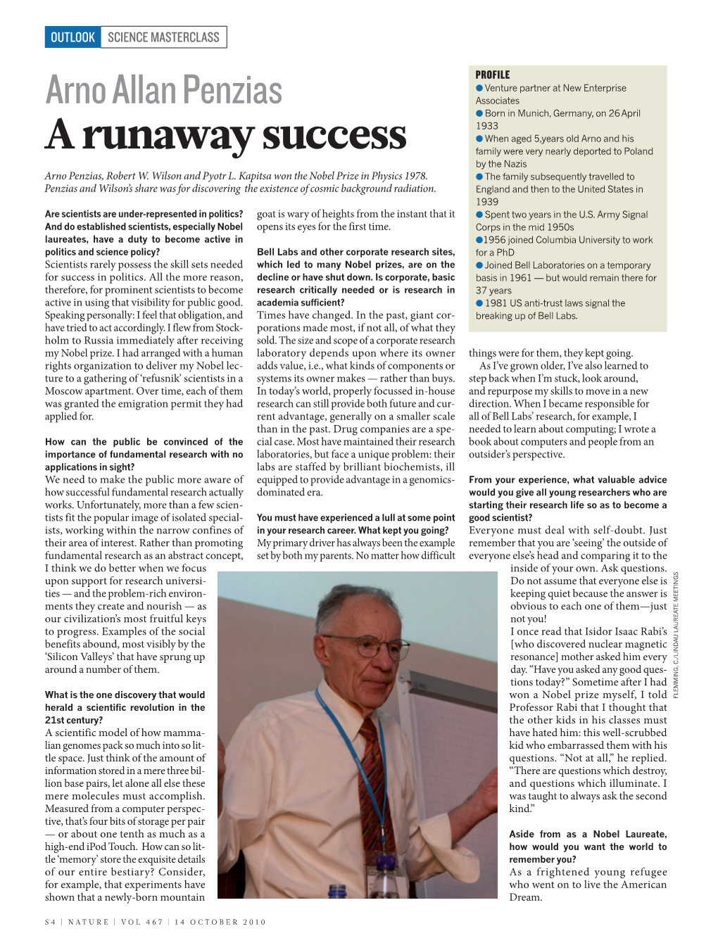 A Runaway Success Arno Allan Penzias