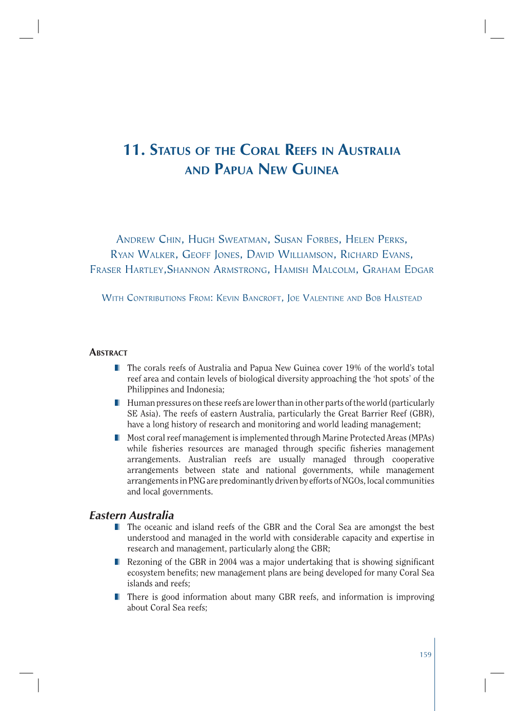 Status of the Coral Reefs in Australia and Papua New Guinea