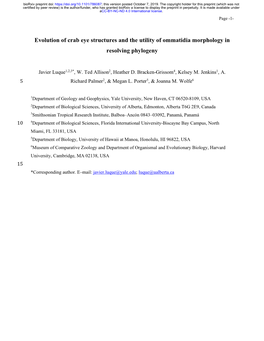 Evolution of Crab Eye Structures and the Utility of Ommatidia Morphology in Resolving Phylogeny