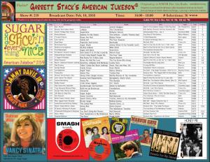 American Jukebox® Program Is Archived 24-48 Hours After Broadcast and Can Be Heard Free of Charge at Public Radio Exchange, > Prx.Org > American Jukebox