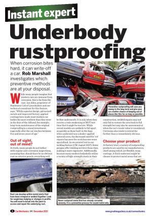 Instant Expert Underbody Rustproofing When Corrosion Bites Hard, It Can Write-Off a Car
