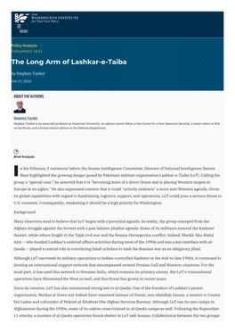 The Long Arm of Lashkar-E-Taiba | the Washington Institute
