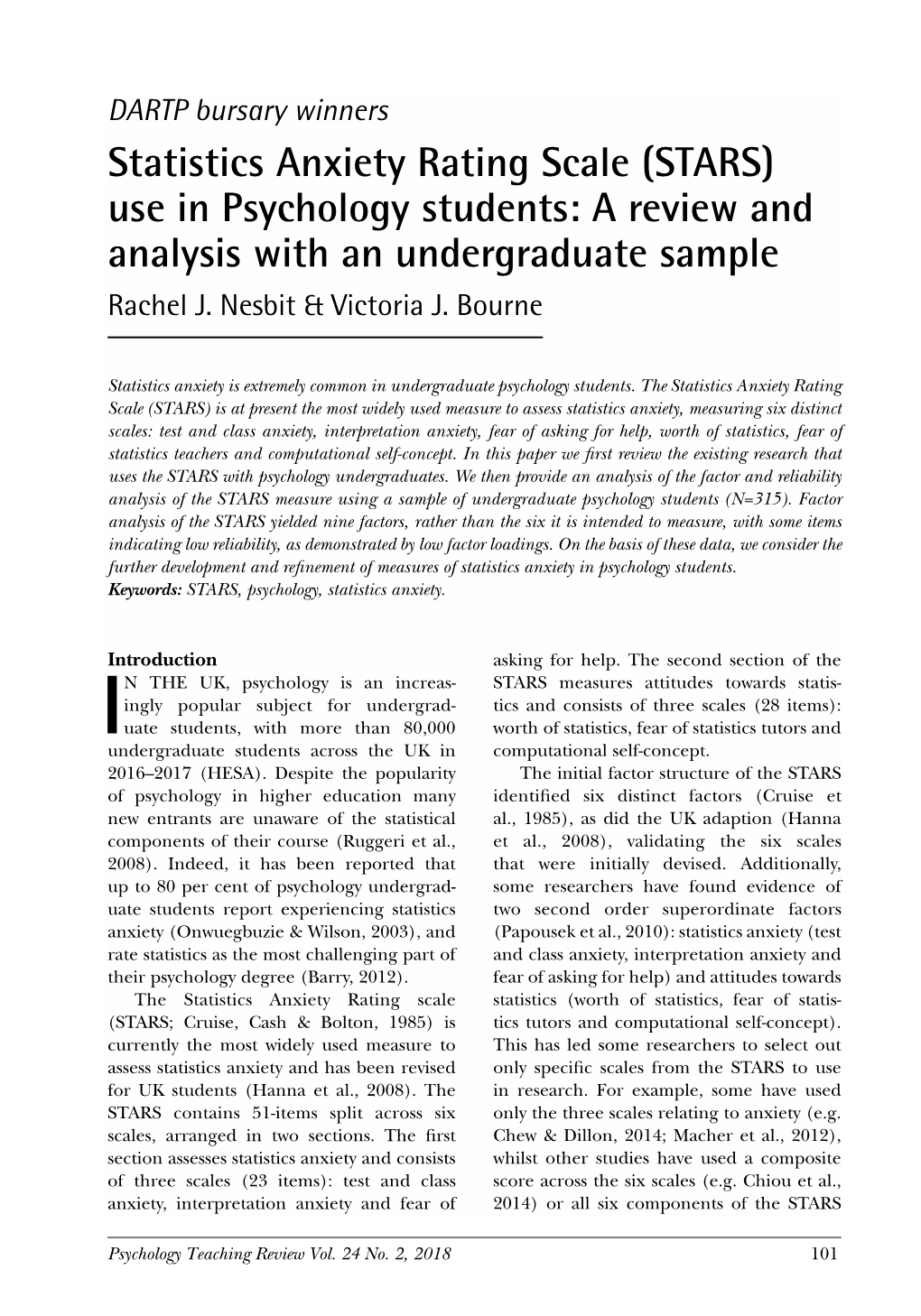 statistics-anxiety-rating-scale-stars-use-in-psychology-students-a