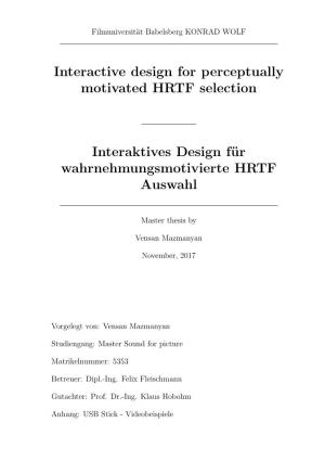 Interactive Design for Perceptually Motivated HRTF Selection