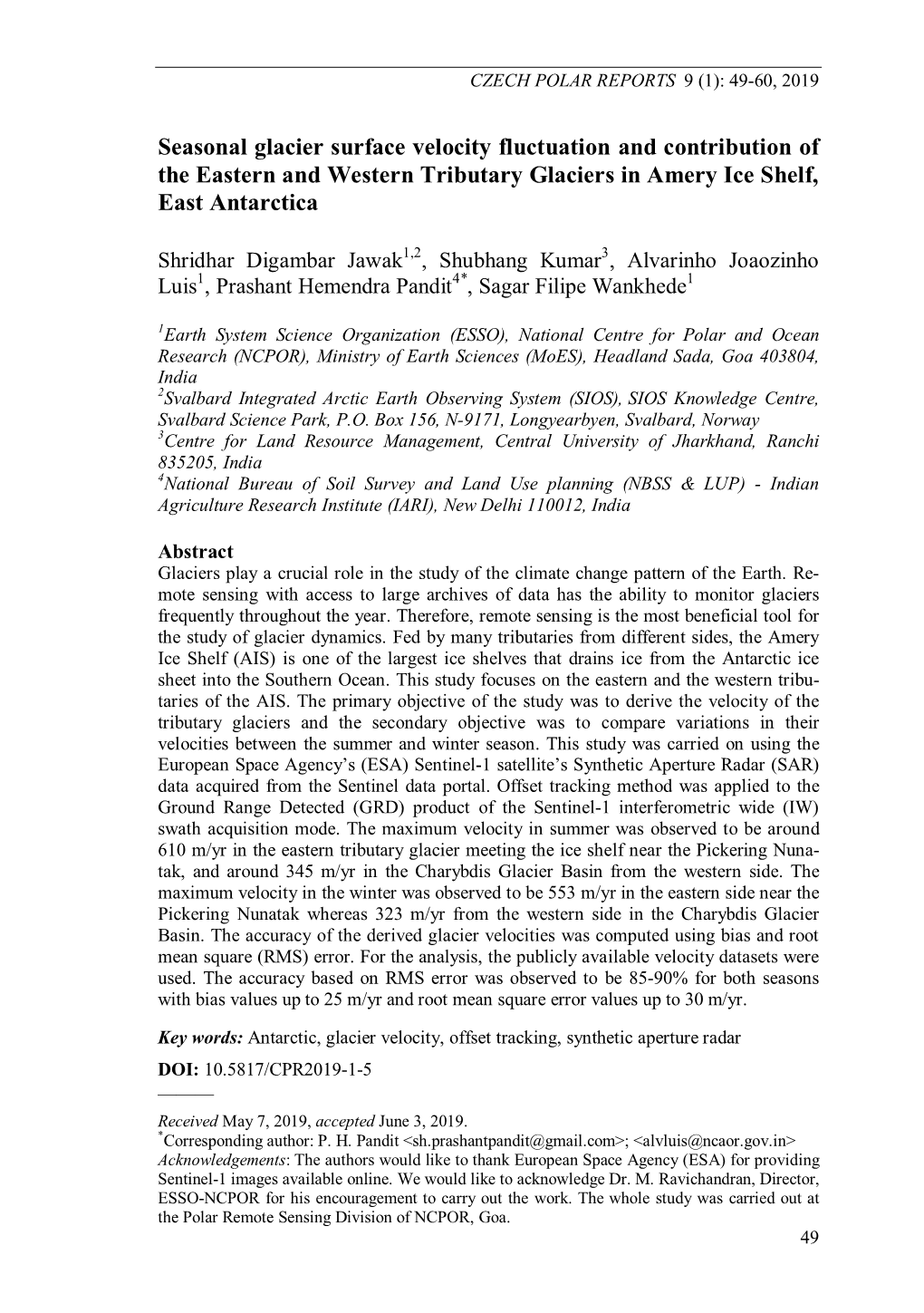 Seasonal Glacier Surface Velocity Fluctuation and Contribution of the Eastern and Western Tributary Glaciers in Amery Ice Shelf, East Antarctica