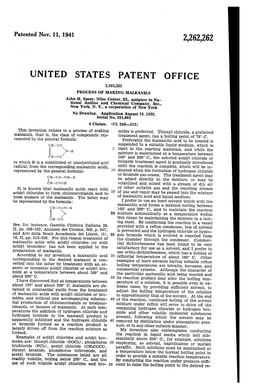 UNITED STATES PATENT OFFICE 2,262,262 PROCESS of MAKING MALEANILS John H