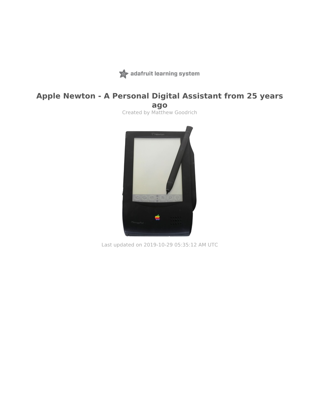 Apple Newton - a Personal Digital Assistant from 25 Years Ago Created by Matthew Goodrich