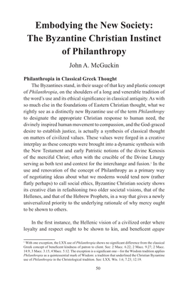 The Byzantine Christian Instinct of Philanthropy John A