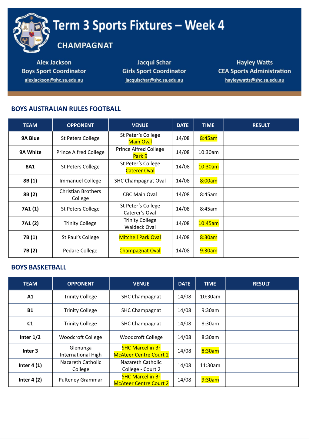 Boys Australian Rules Football