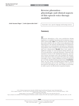 Reverse Phonation -Physiologic and Clinical Aspects of This Speech Voice