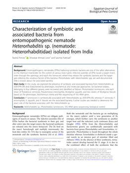 Characterization of Symbiotic and Associated Bacteria from Entomopathogenic Nematode Heterorhabditis Sp
