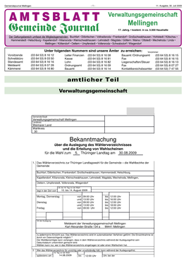 Verwaltungsgemeinschaft Mellingen Gemeinde Journal 17