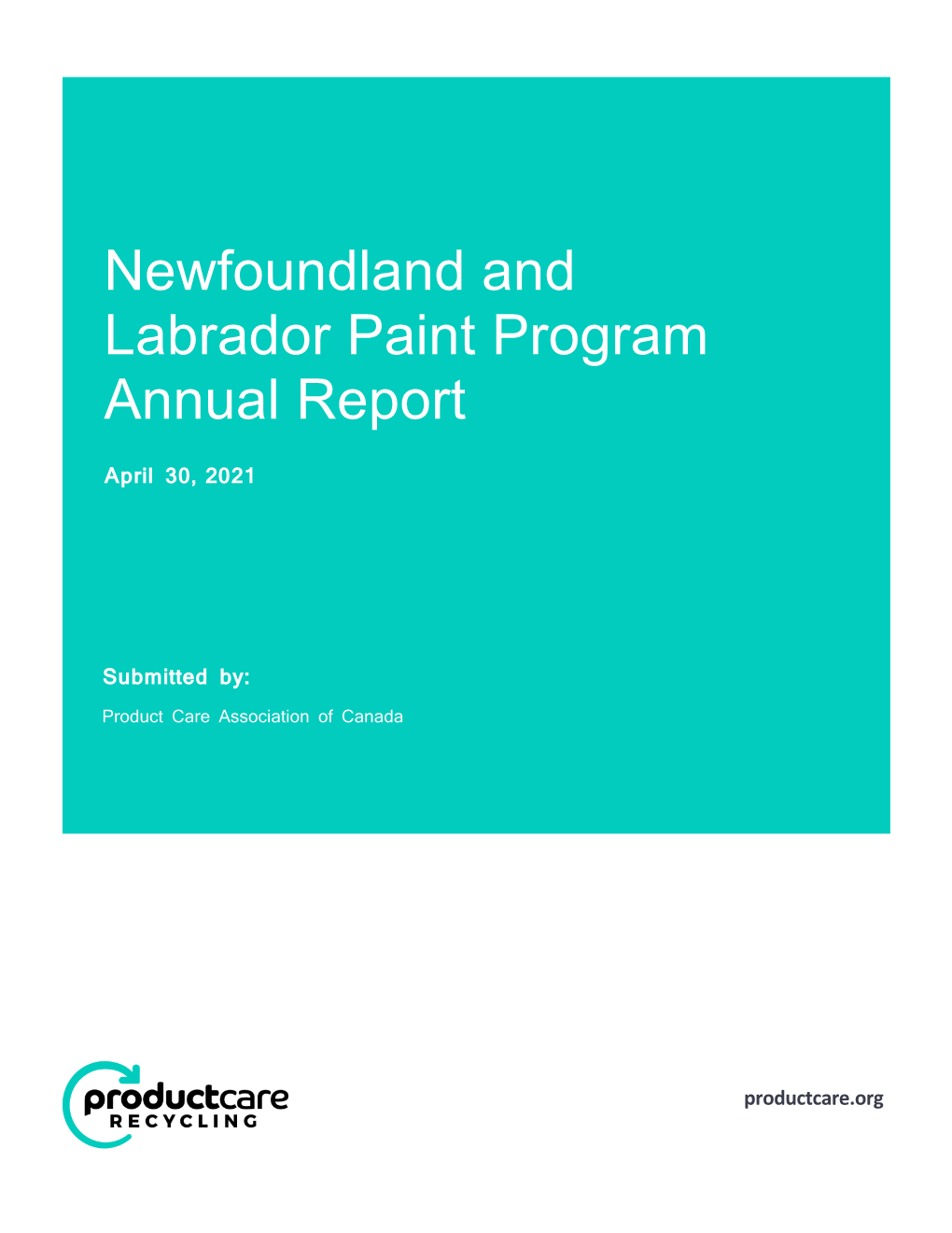 Newfoundland and Labrador Paint Program Annual Report