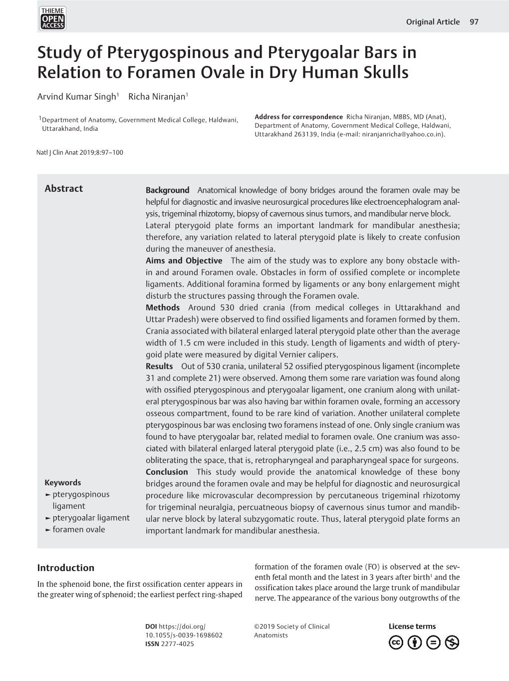 Study of Pterygospinous and Pterygoalar Bars in Relation to Foramen Ovale in Dry Human Skulls