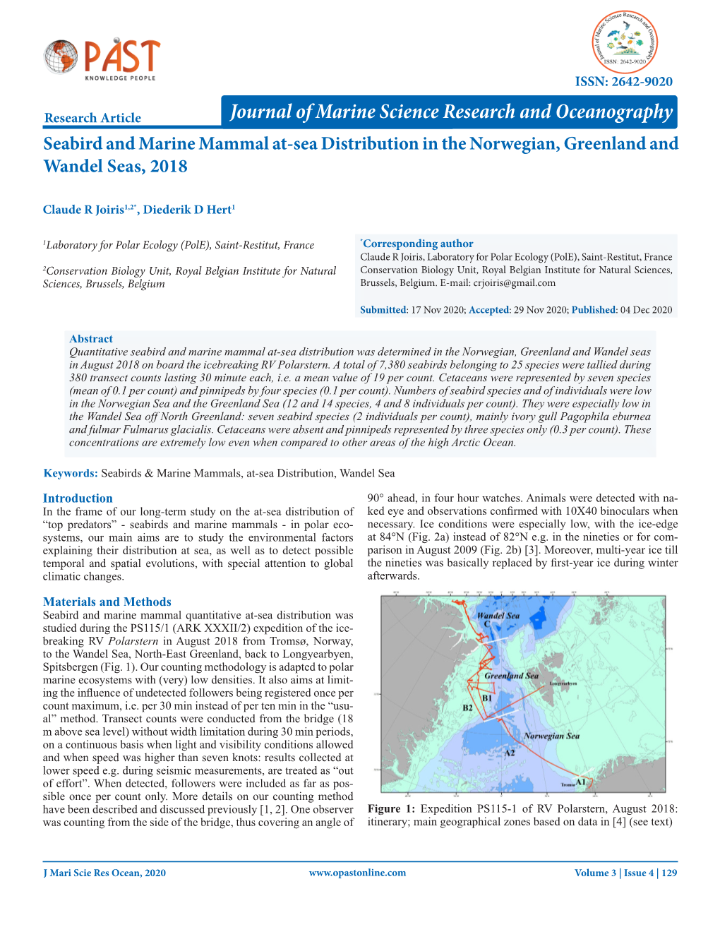 Seabird and Marine Mammal At-Sea Distribution in the Norwegian, Greenland and Wandel Seas, 2018