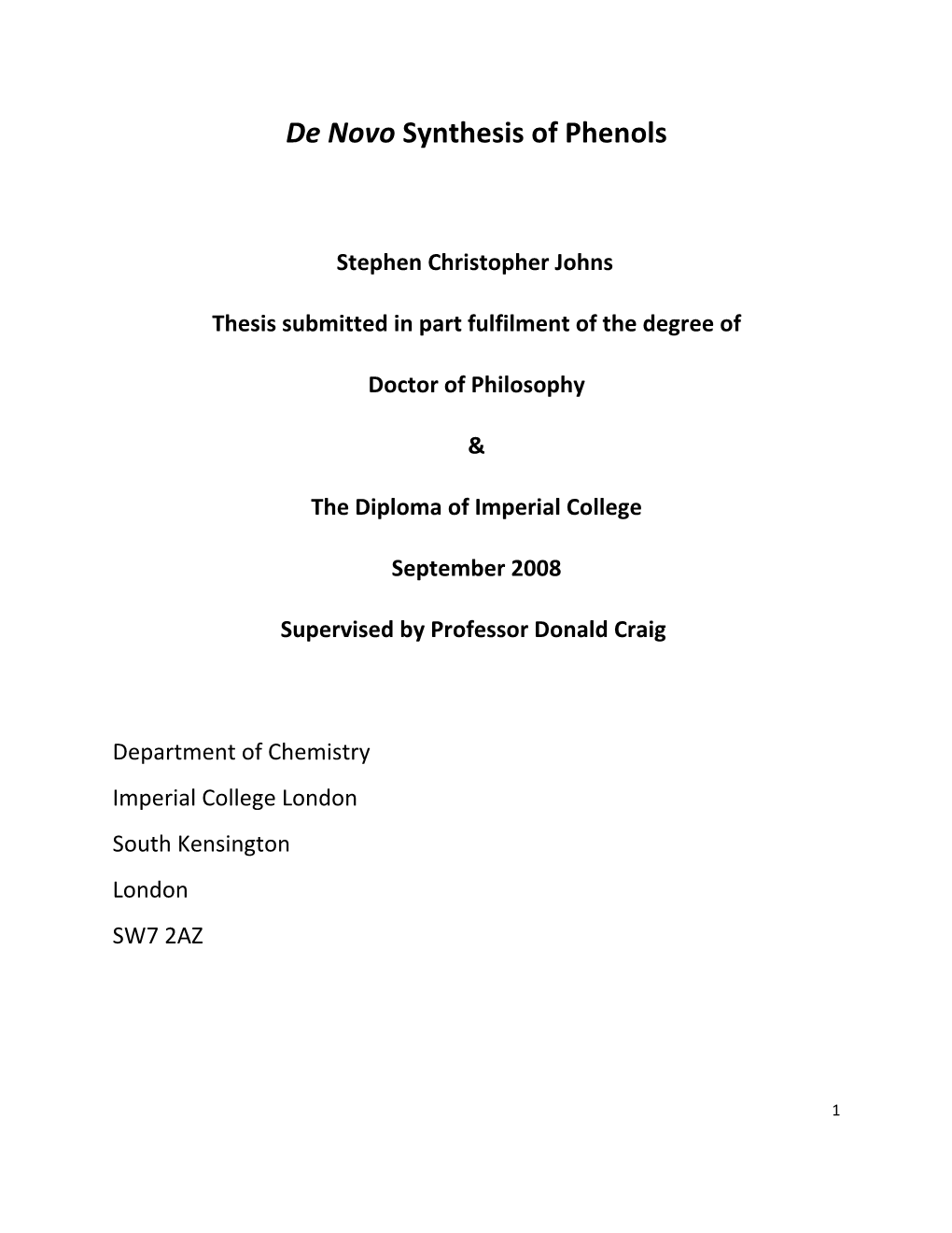 De Novo Synthesis of Phenols