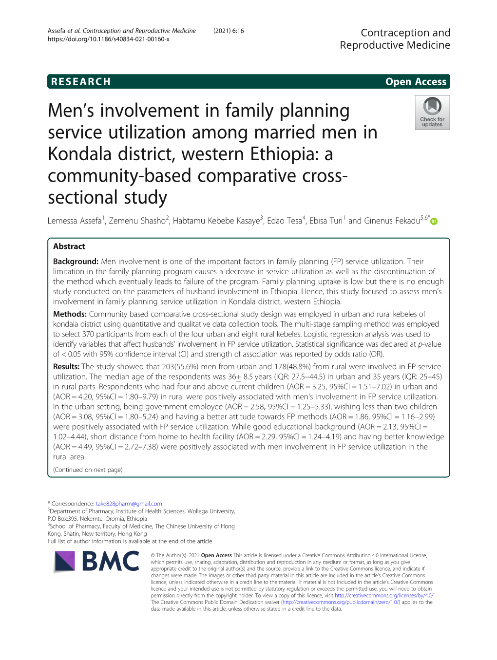 Men's Involvement in Family Planning Service Utilization Among Married