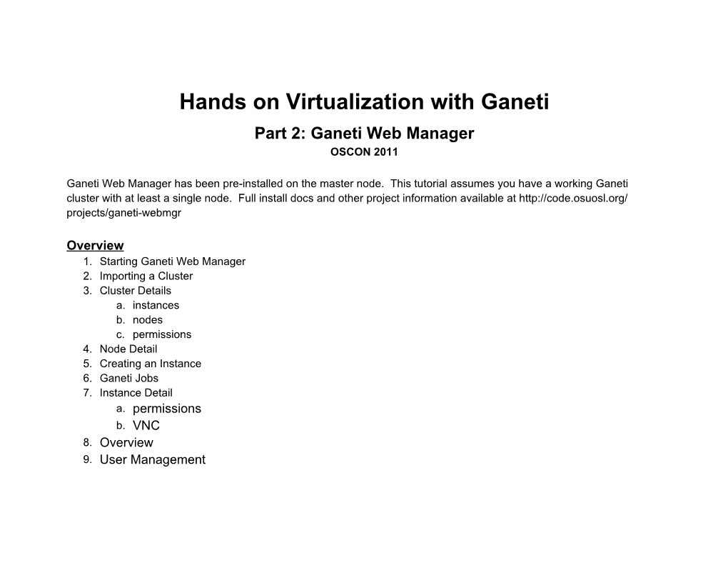 Hands on Virtualization with Ganeti Part 2: Ganeti Web Manager OSCON 2011