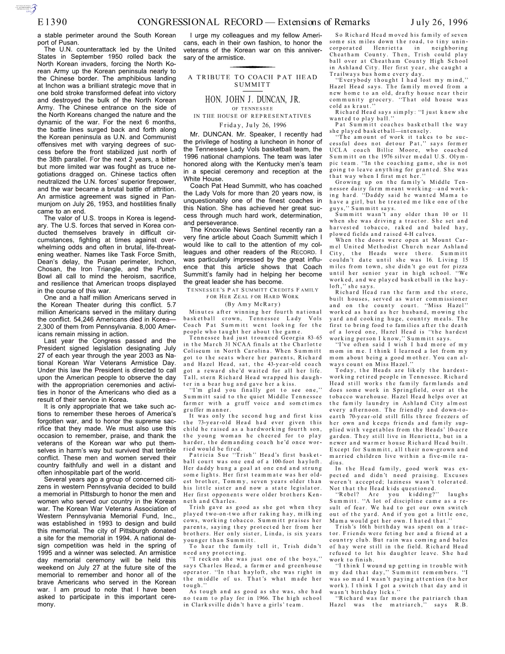 CONGRESSIONAL RECORD— Extensions of Remarks E1390 HON