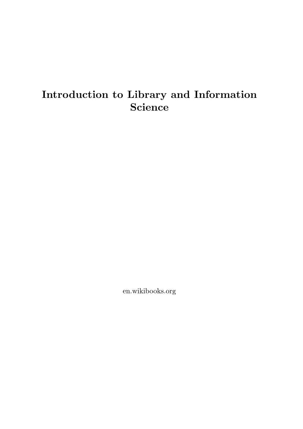 Introduction to Library and Information Science