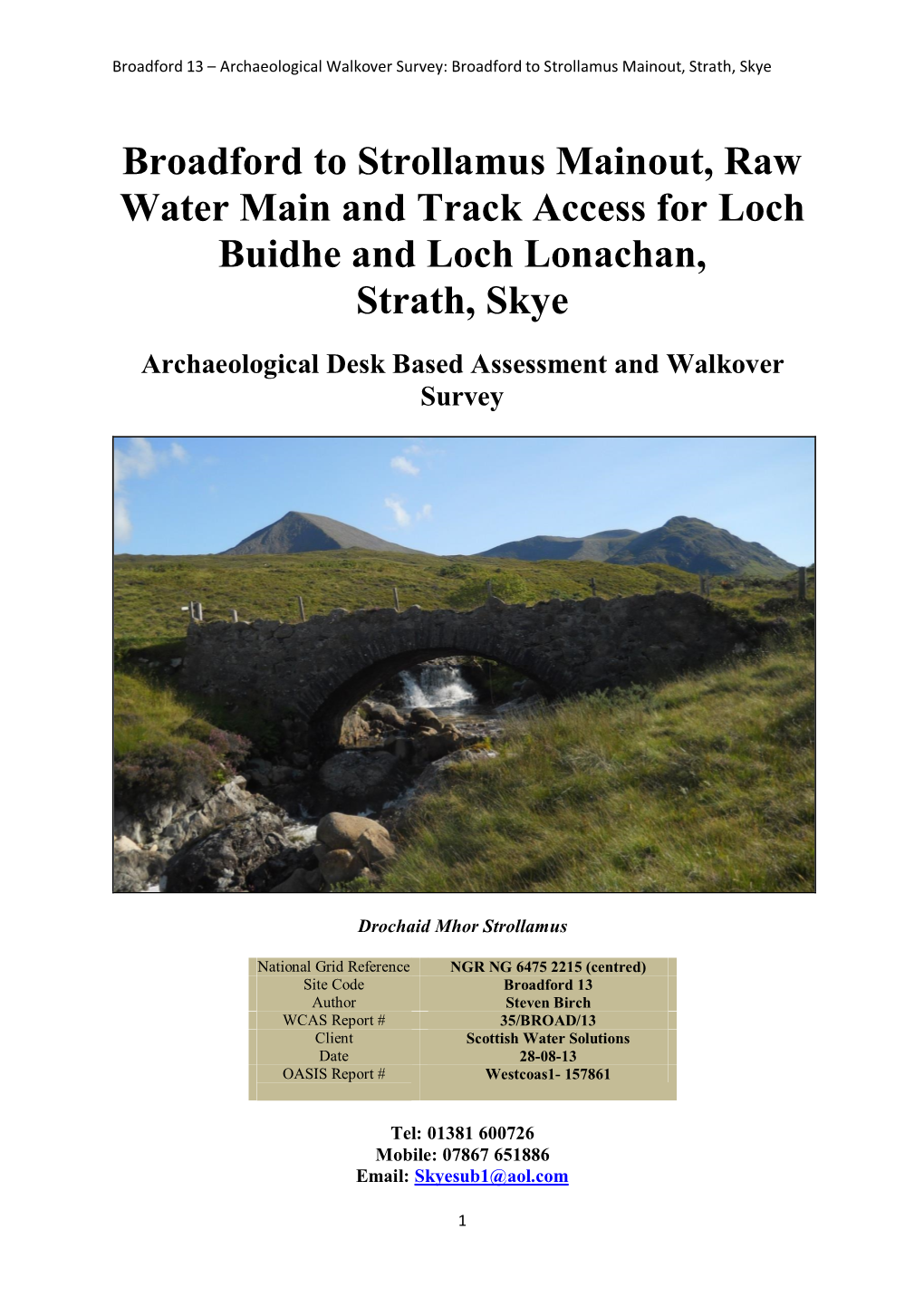 Broadford to Strollamus Mainout, Raw Water Main and Track Access for Loch Buidhe and Loch Lonachan, Strath, Skye