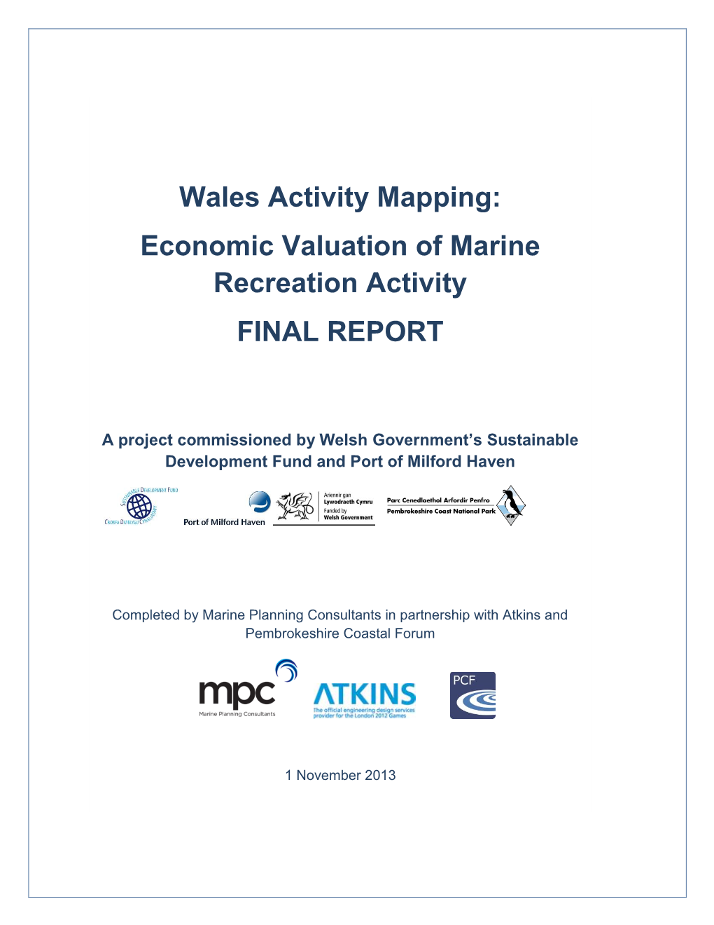 Economic Valuation of Marine Recreation Activity FINAL REPORT