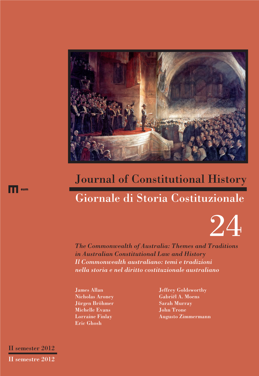 Giornale Di Storia Costituzionale / Journal of Constitutional History Direttore Responsabile N