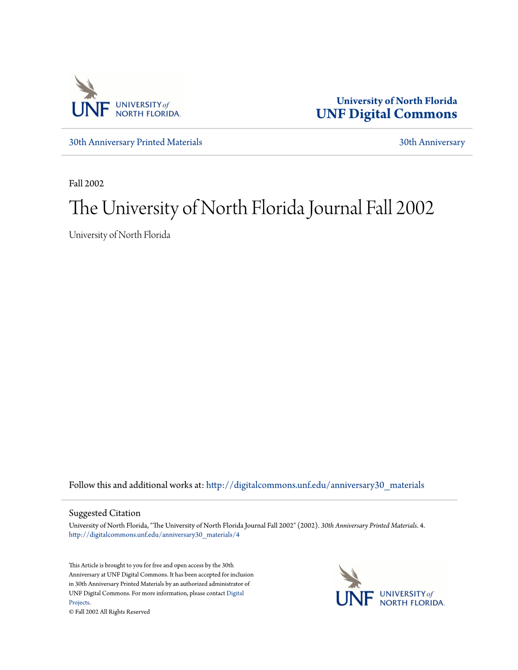 The University of North Florida Journal Fall 2002