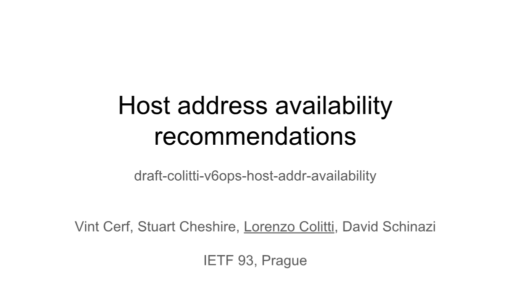 Host Address Availability Recommendations