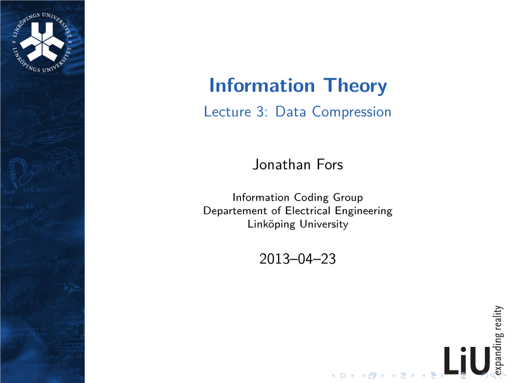 Information Theory Lecture 3: Data Compression