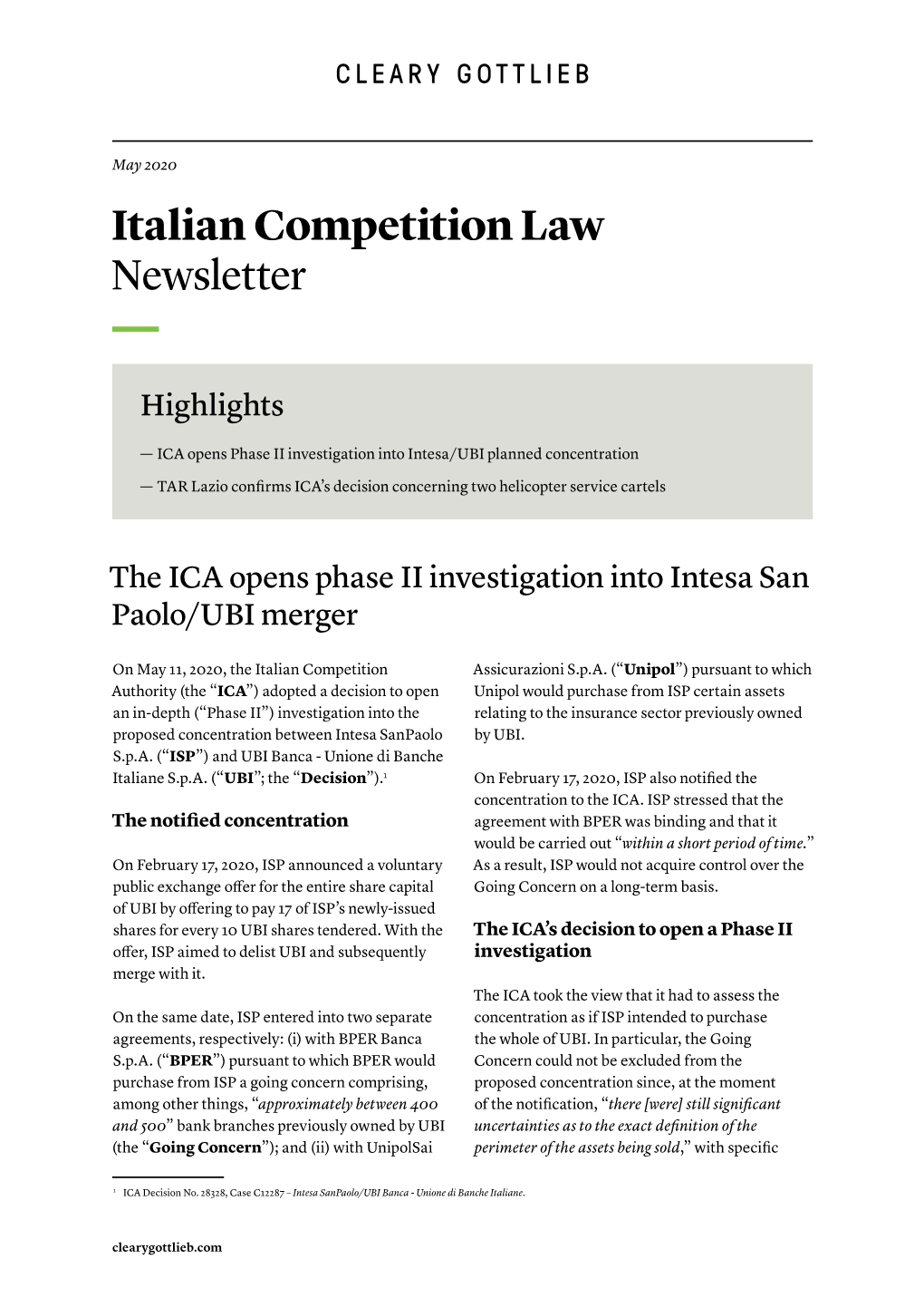 Italian Competition Law Newsletter —