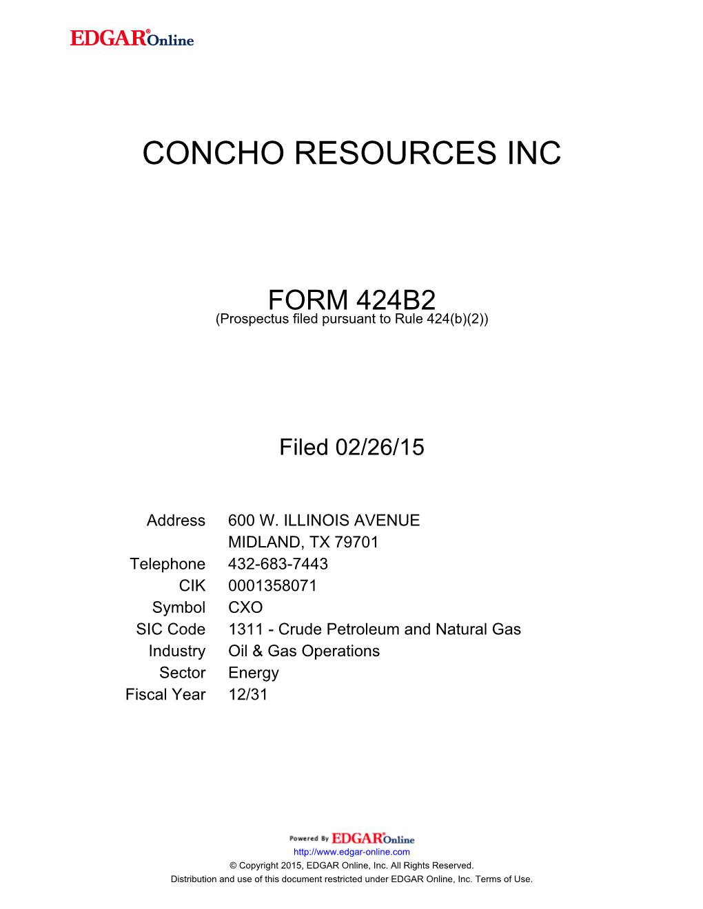 Concho Resources Inc