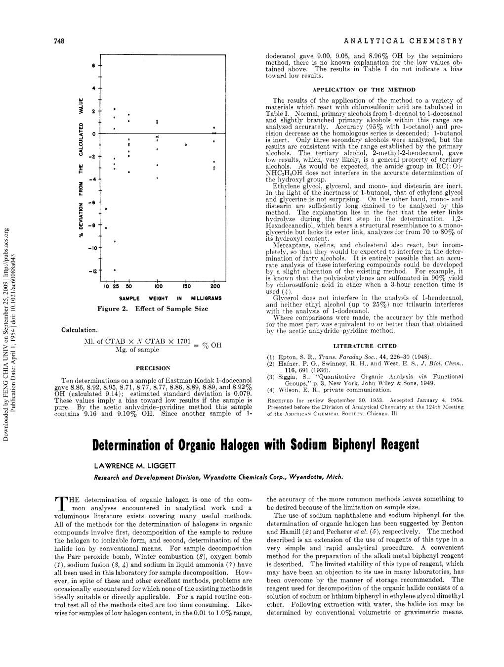 Determination of Organic Halogen with Sodium Biphenyl Reagent