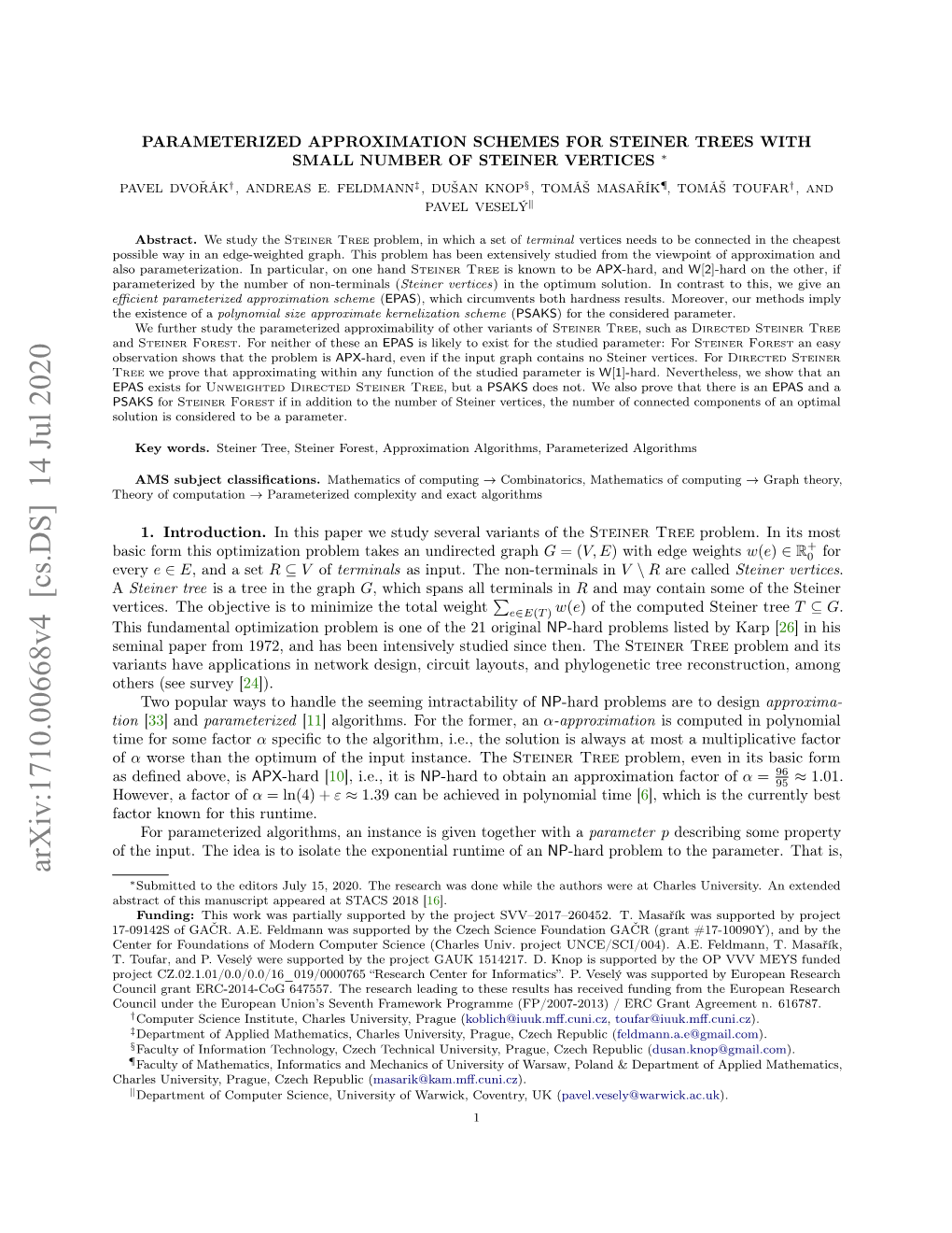 Parameterized Approximation Schemes for Steiner Trees with Small Number of Steiner Vertices ∗