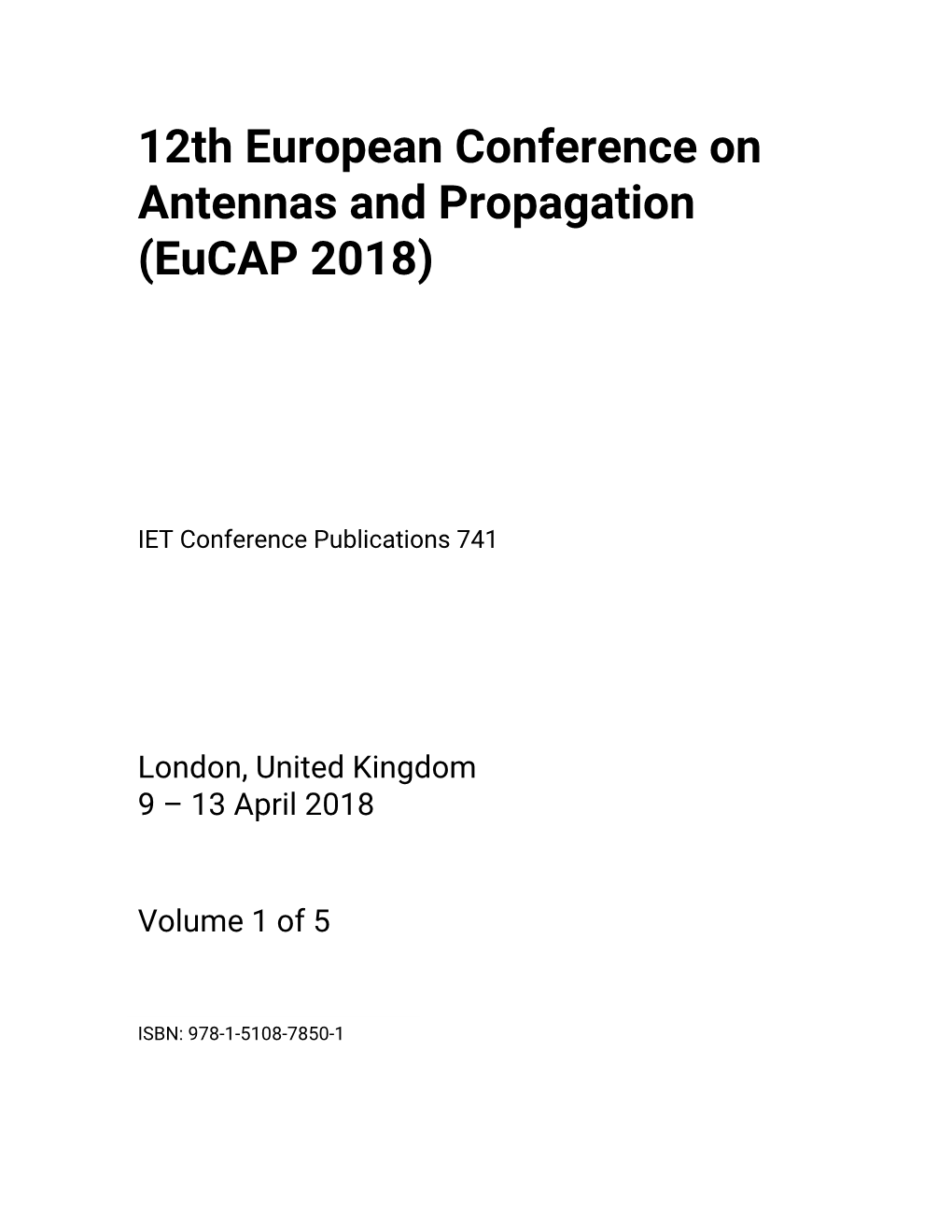 12Th European Conference on Antennas and Propagation