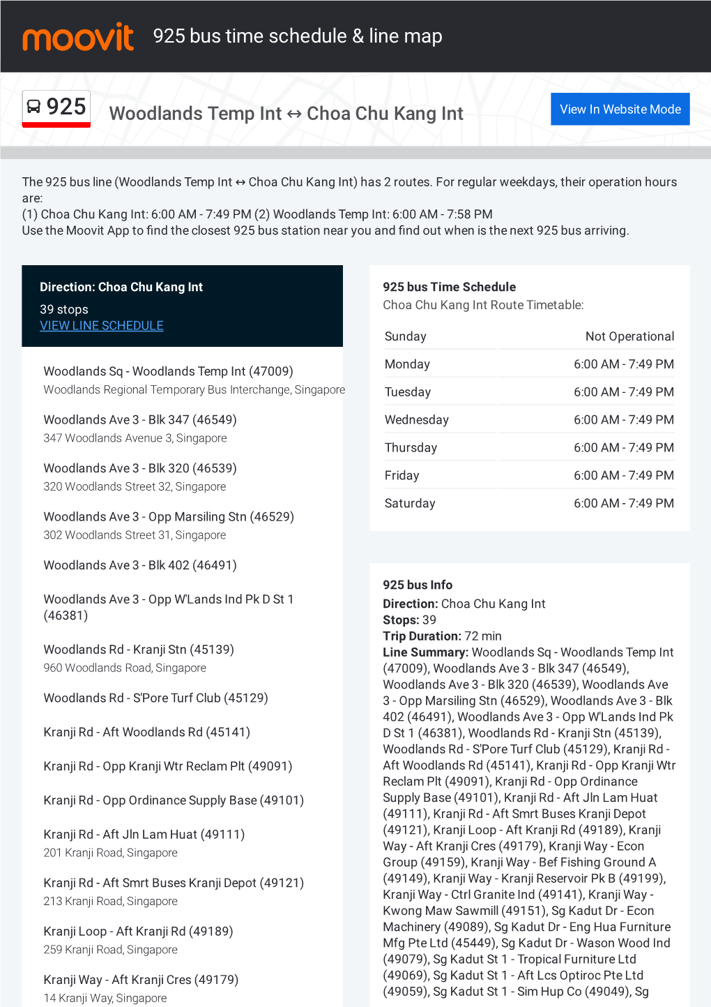 925 Bus Time Schedule & Line Route