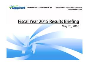 Fiscal Year 2015 Results Briefing(4.1MB)