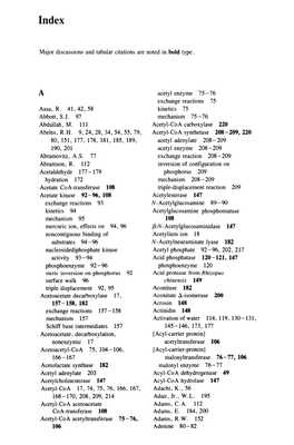 Major Discussions and Tabular Citations Are Noted in Bold Type