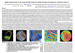 Global Impact Events Are the Cause for Plate Tectonics and the Formation of Continents and Oceans ( Part 5 )