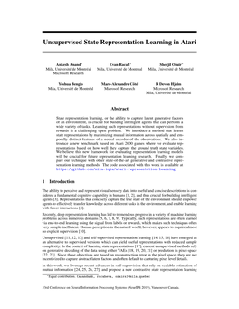 Unsupervised State Representation Learning in Atari