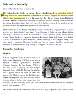 Nehru–Gandhi Family