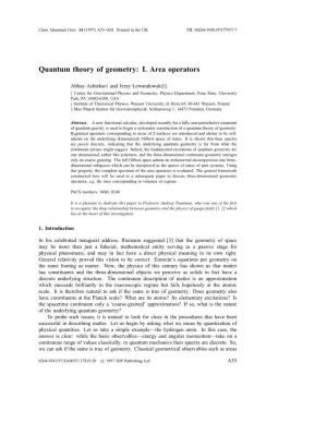 Quantum Theory of Geometry: I. Area Operators