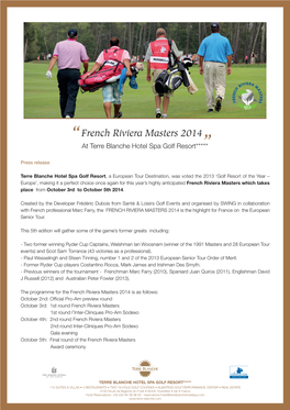 French Riviera Masters 2014 at Terre Blanche Hotel Spa Golf Resort*****