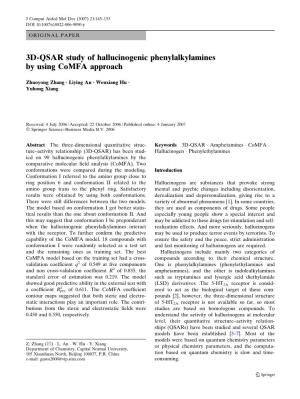 3D-QSAR Study of Hallucinogenic Phenylalkylamines by Using Comfa Approach